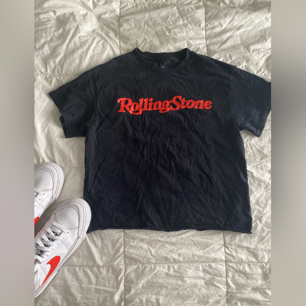 Rolling stone cropped T-shirt black and red - Picture 1 of 5